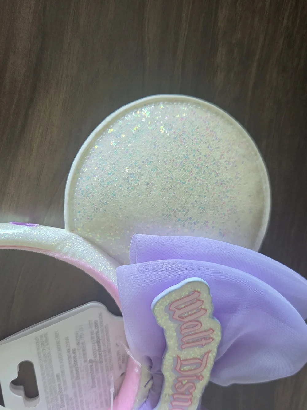 Walt Disney World Sign Pastel Purple Pink and White Shimmer Ears Headband New